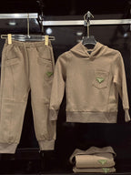 Prada - Kids' Camel Cotton Fleece Tracksuit Set - Signature Triangle Logo