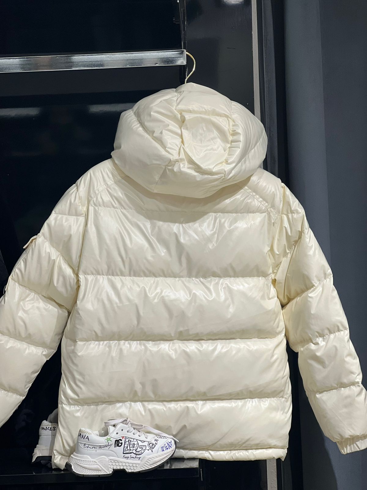 Moncler - Kids Ivory Glossy Puffer Jacket | Winter Down Coat with Logo