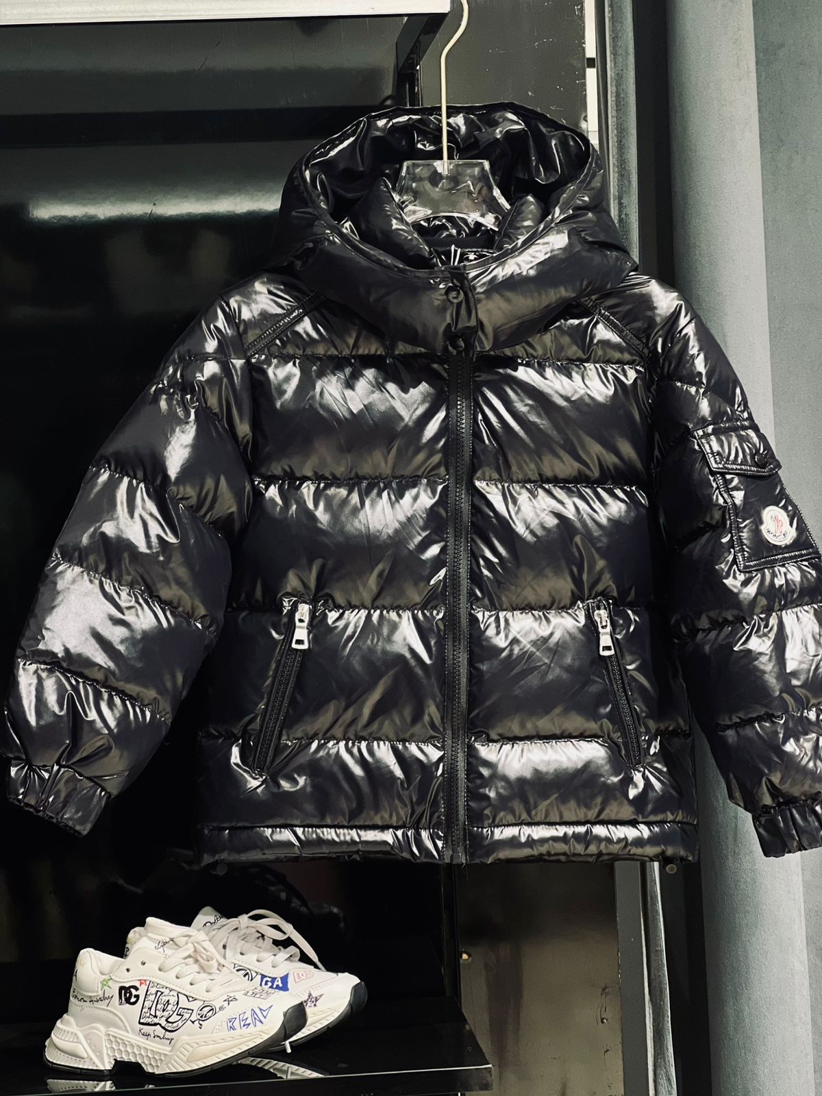 Moncler - Kids Shiny Black Puffer Coat | Hooded Winter Down Jacket