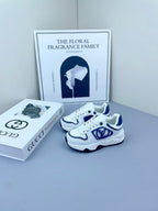 Louis Vuitton - Junior Low-Top Sneakers | White Leather with Blue Monogram Detail