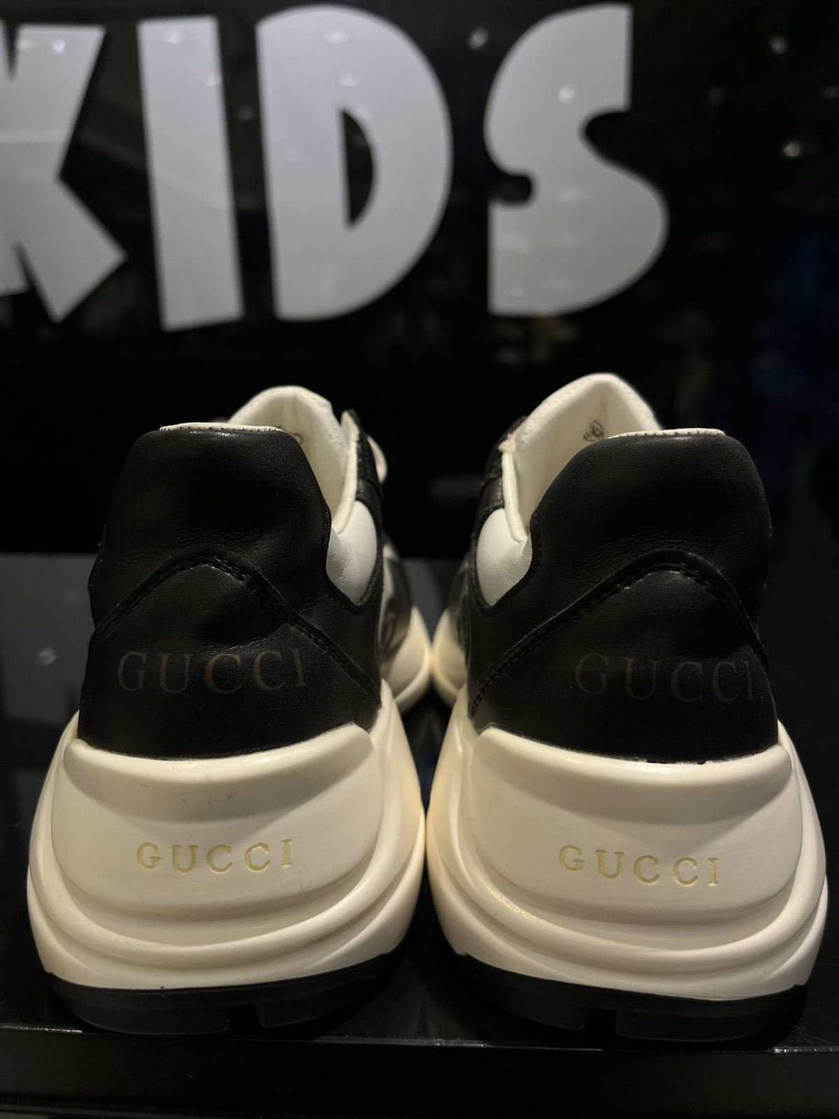 Gucci - Kids' Black & White Chunky Leather Sneakers