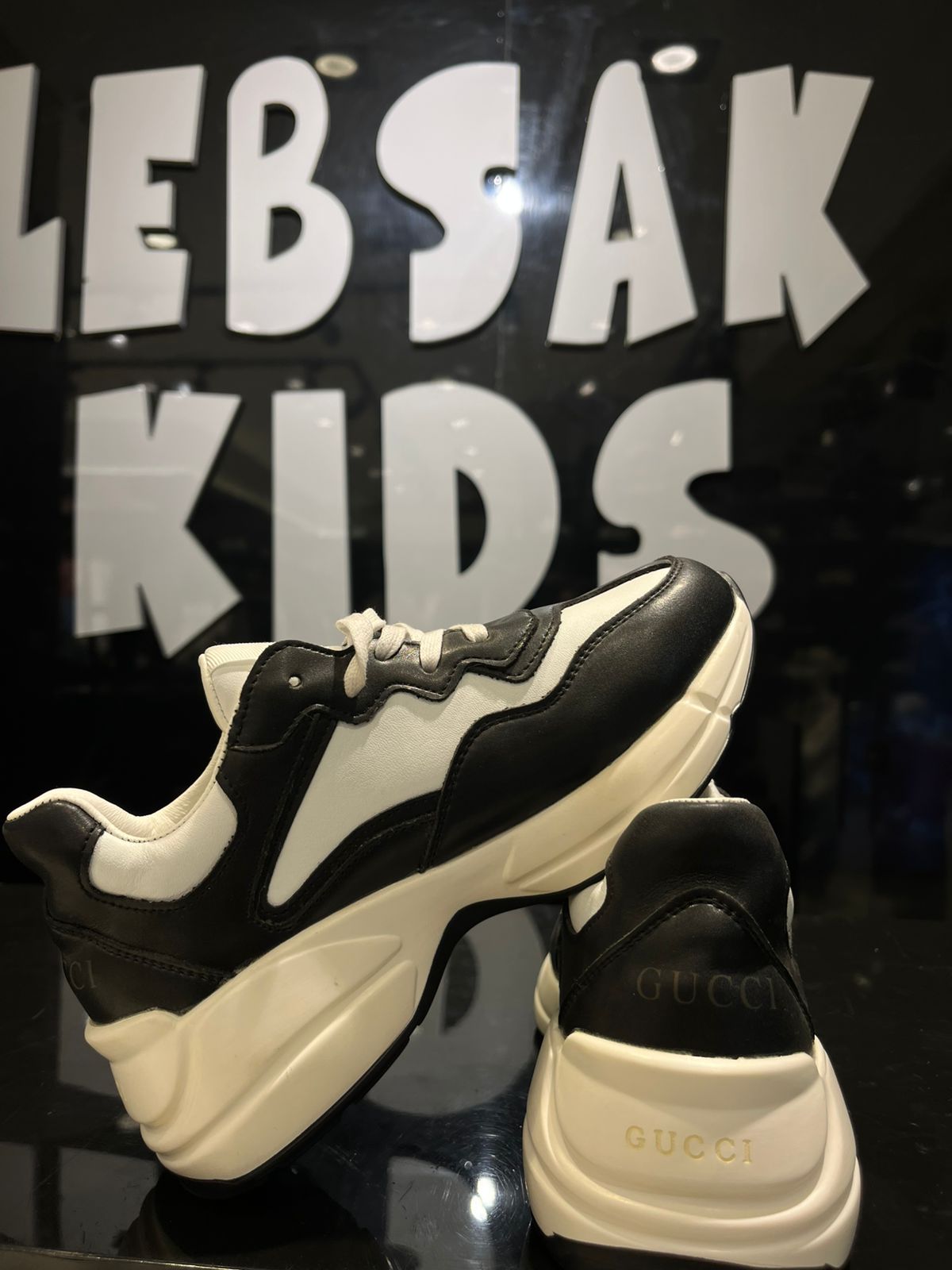 Gucci - Kids' Black & White Chunky Leather Sneakers