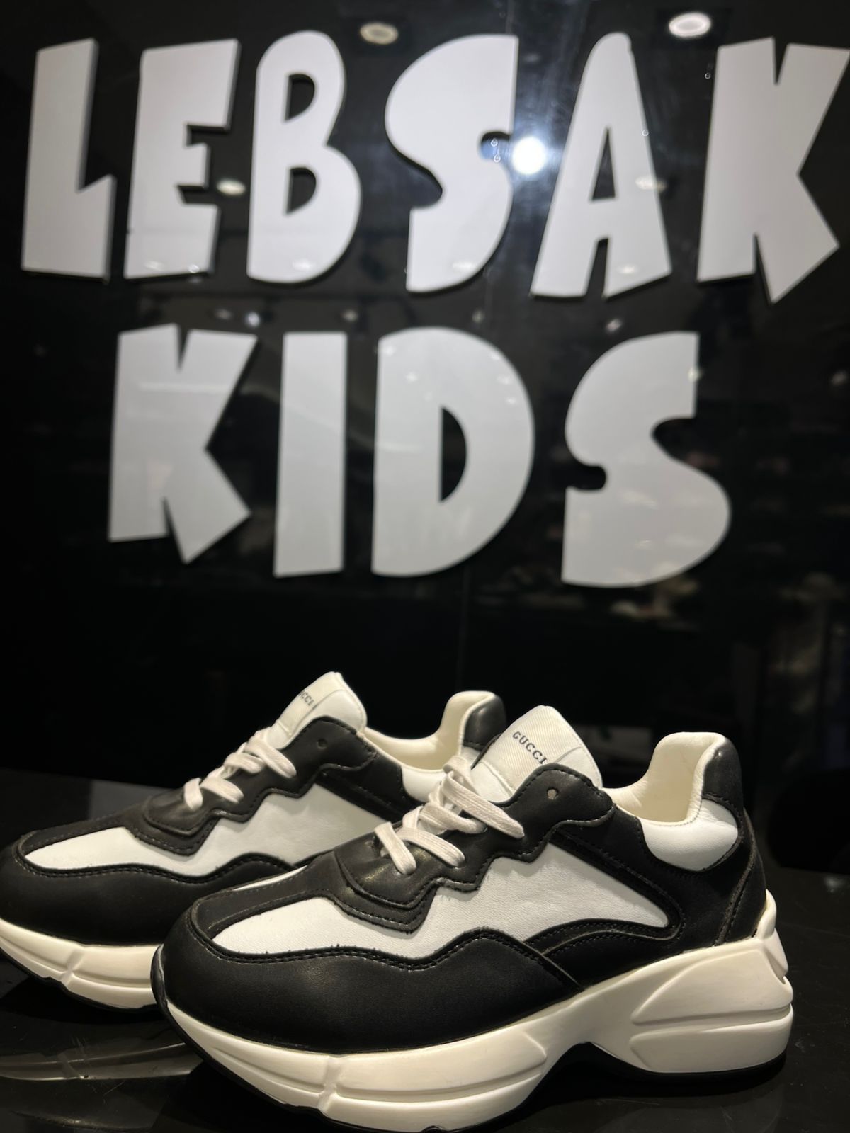 Gucci - Kids' Black & White Chunky Leather Sneakers
