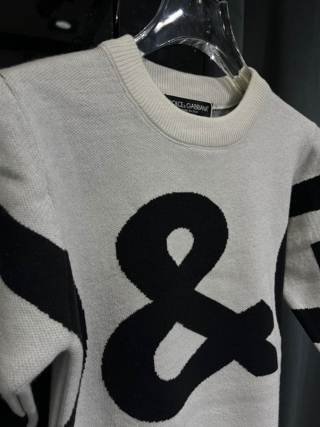 Dolce & Gabbana - Kids' Giant Logo Intarsia Knit Sweater – White/Black