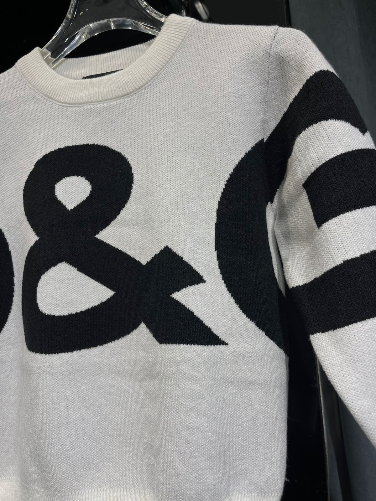 Dolce & Gabbana - Kids' Giant Logo Intarsia Knit Sweater – White/Black