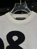 Dolce & Gabbana - Kids' Giant Logo Intarsia Knit Sweater – White/Black