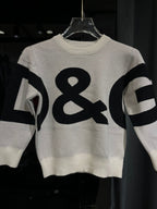Dolce & Gabbana - Kids' Giant Logo Intarsia Knit Sweater – White/Black
