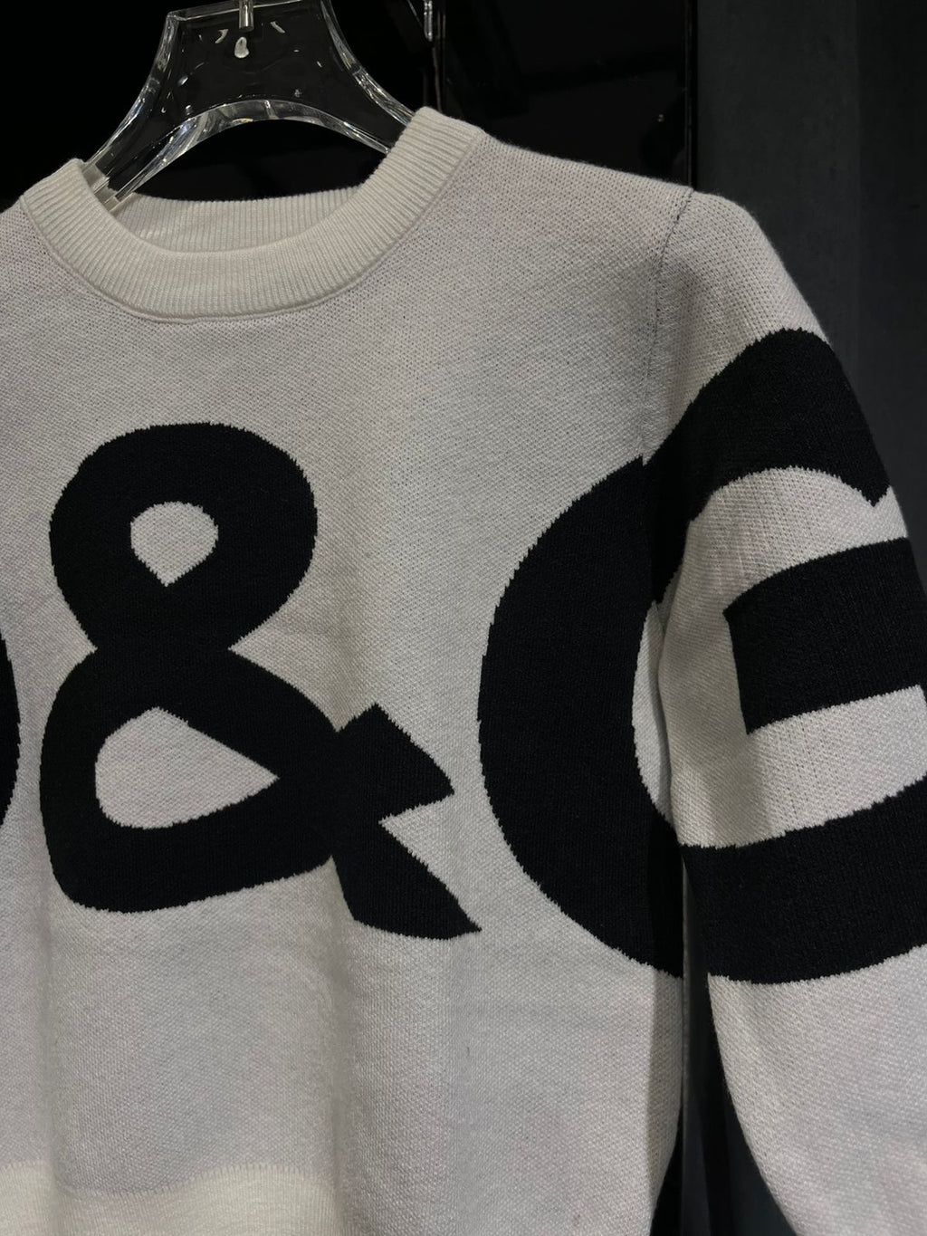 Dolce & Gabbana - Kids' Giant Logo Intarsia Knit Sweater – White/Black