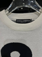 Dolce & Gabbana - Kids' Giant Logo Intarsia Knit Sweater – White/Black