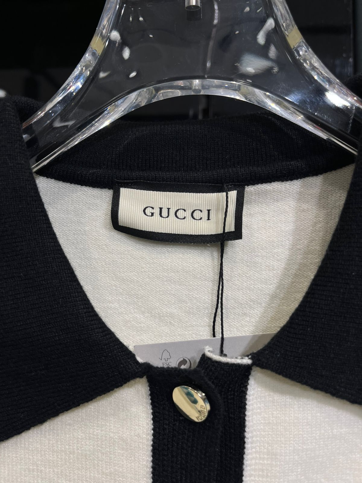 Gucci - Kids' Interlocking G Contrast Trim Cardigan - White/Black