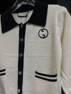 Gucci - Kids' Interlocking G Contrast Trim Cardigan - White/Black