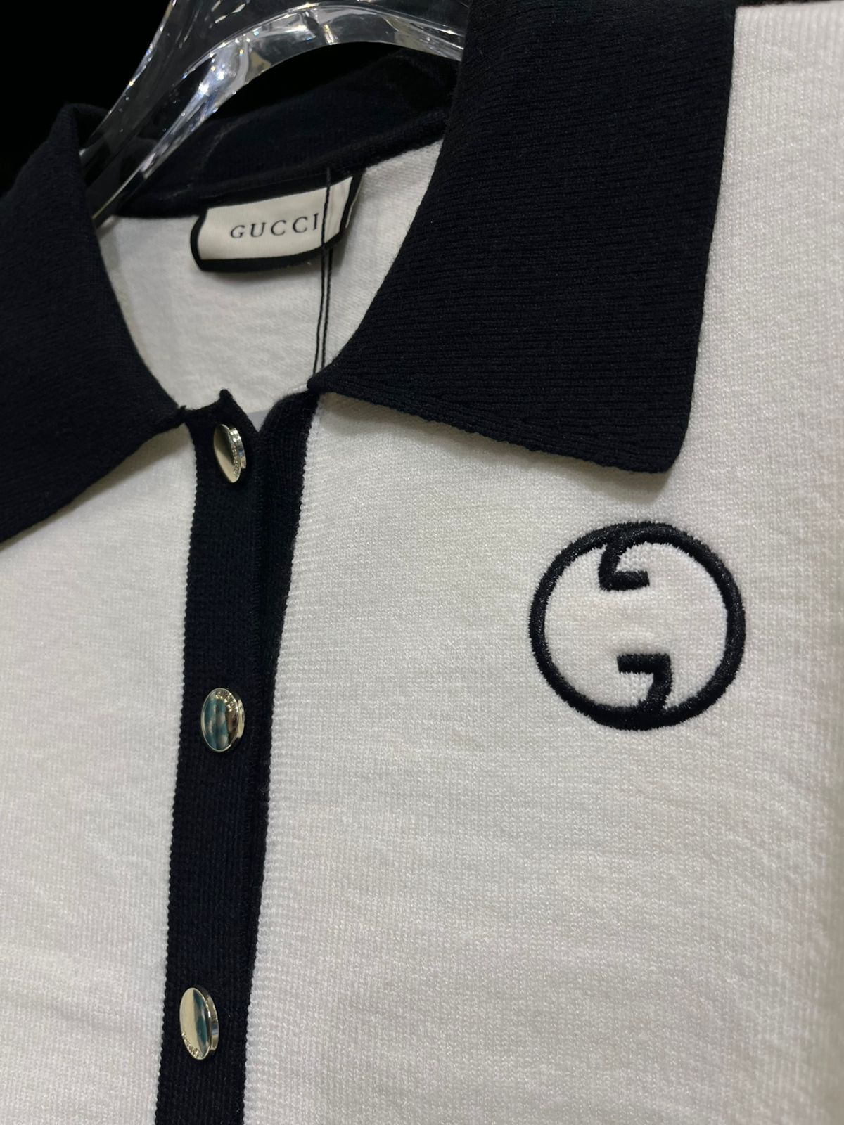 Gucci - Kids' Interlocking G Contrast Trim Cardigan - White/Black