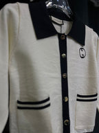 Gucci - Kids' Interlocking G Contrast Trim Cardigan - White/Black