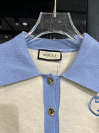 Gucci - Kids' Interlocking G Contrast Trim Cardigan - Cream/Light Blue