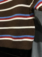 Gucci - Kids Striped Knit Polo Sweater with Interlocking G Patch - Brown/Multi