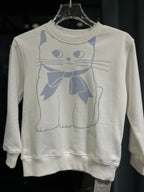 Gucci - Kids Ivory Sweatshirt with Blue Cat Graphic & Bow Detail