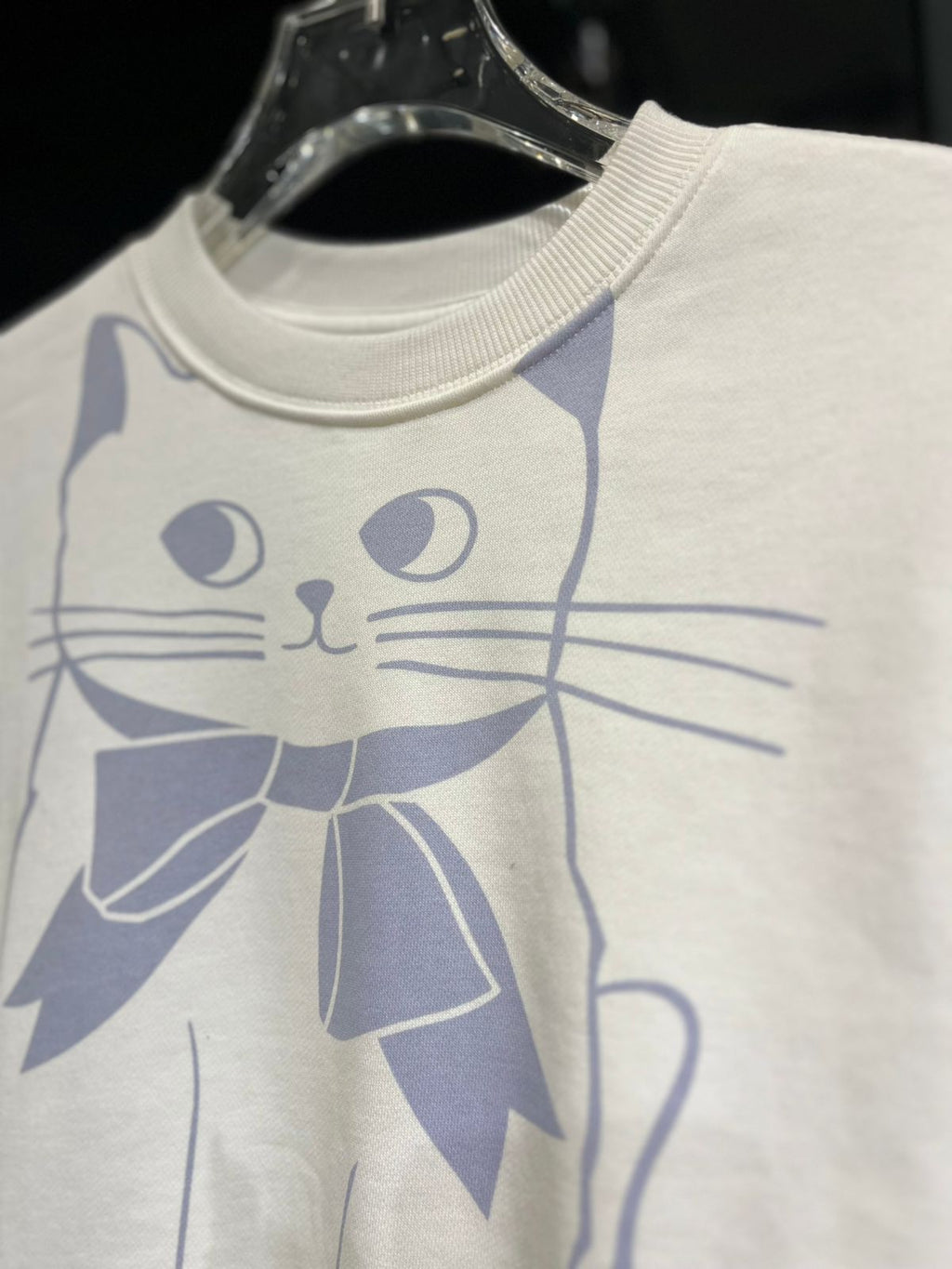 Gucci - Kids Ivory Sweatshirt with Blue Cat Graphic & Bow Detail