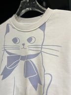 Gucci - Kids Ivory Sweatshirt with Blue Cat Graphic & Bow Detail