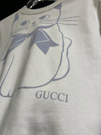 Gucci - Kids Ivory Sweatshirt with Blue Cat Graphic & Bow Detail