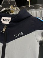BOSS - Kids Color-Block Tracksuit Set - Navy & Pale Blue with Logo Tape Details