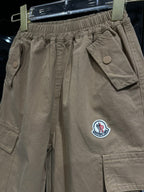 Moncler - Enfant Boys Beige Cotton Cargo Joggers with Logo Patch