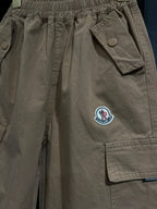Moncler - Enfant Boys Beige Cotton Cargo Joggers with Logo Patch