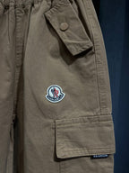 Moncler - Enfant Boys Beige Cotton Cargo Joggers with Logo Patch