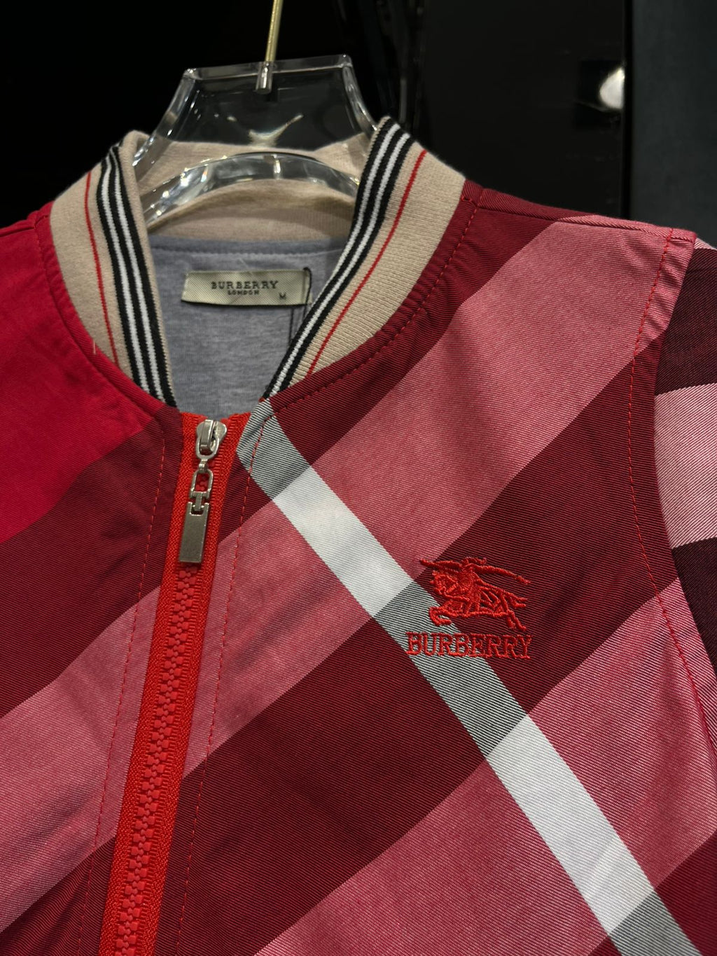 Burberry - Kids Red Check Bomber Jacket | Designer Boys Outerwear