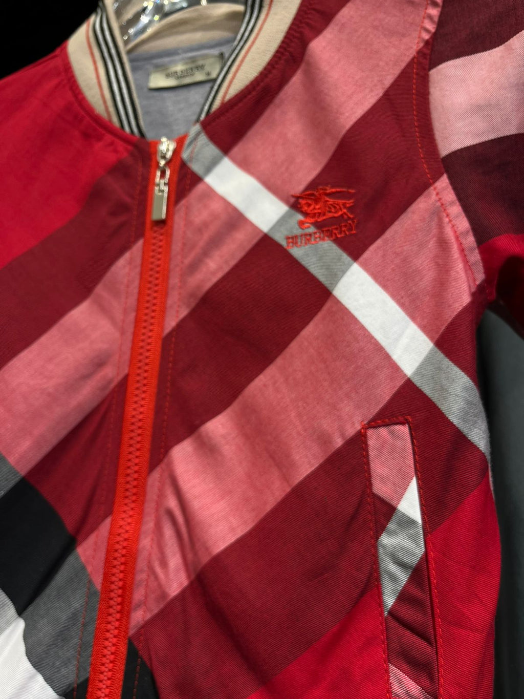 Burberry - Kids Red Check Bomber Jacket | Designer Boys Outerwear