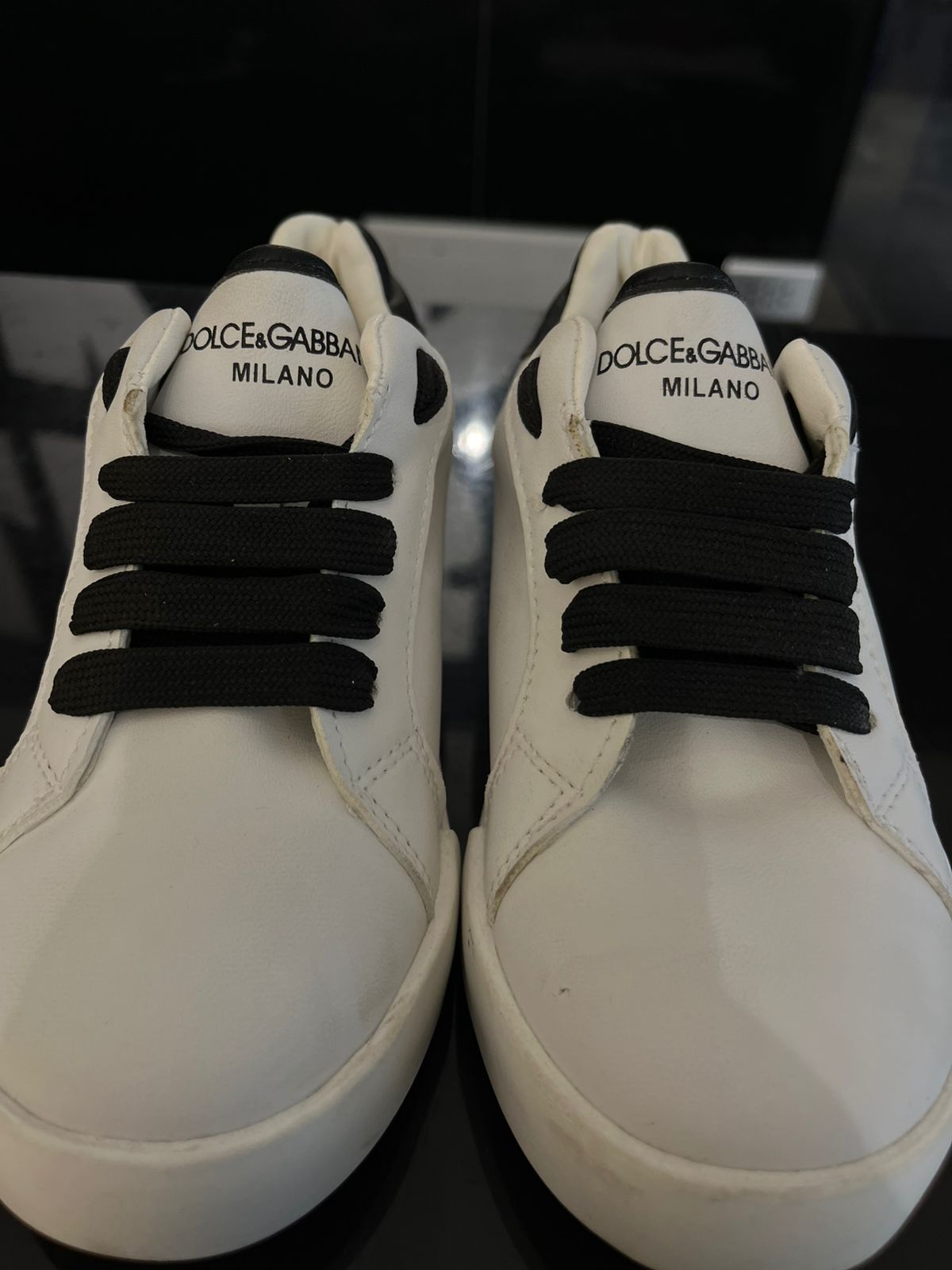 Dolce & Gabbana - Junior White Leather Sneakers with Contrast Laces