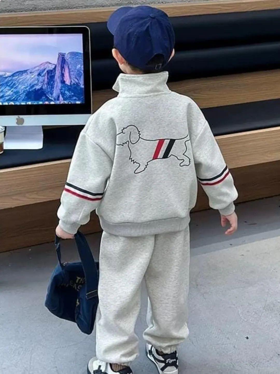 Thom Browne Kids' Grey Cotton Jersey Tracksuit – Hector Dog Motif