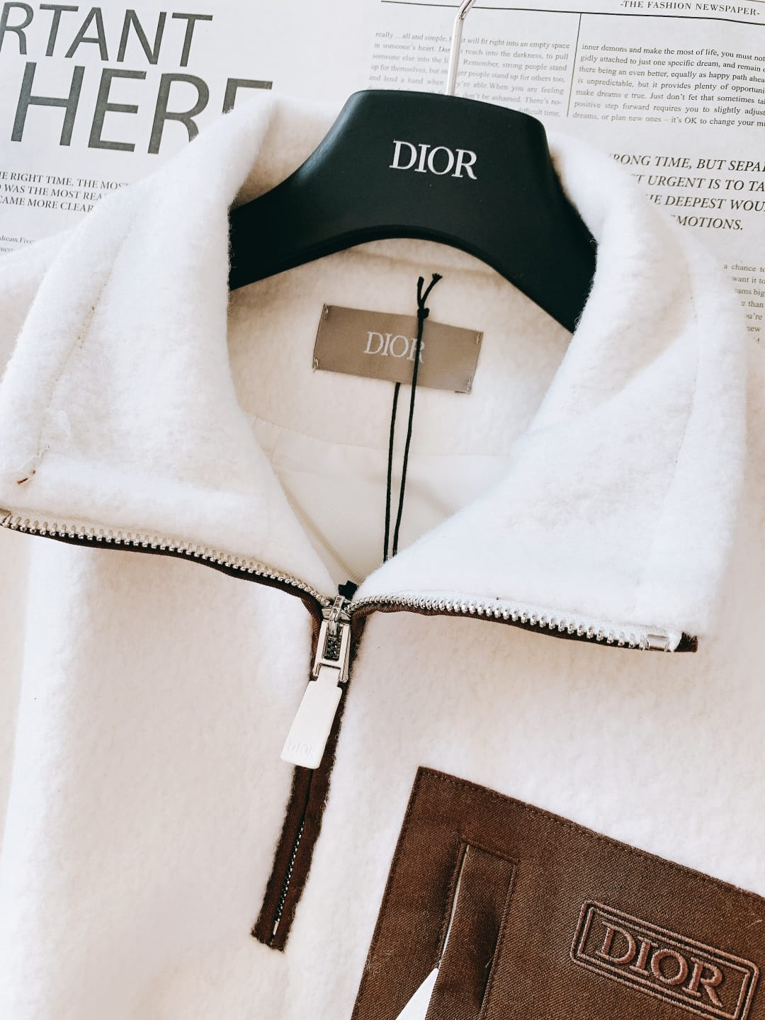 Dior - Contrast Panel Sherpa Fleece Quarter-Zip