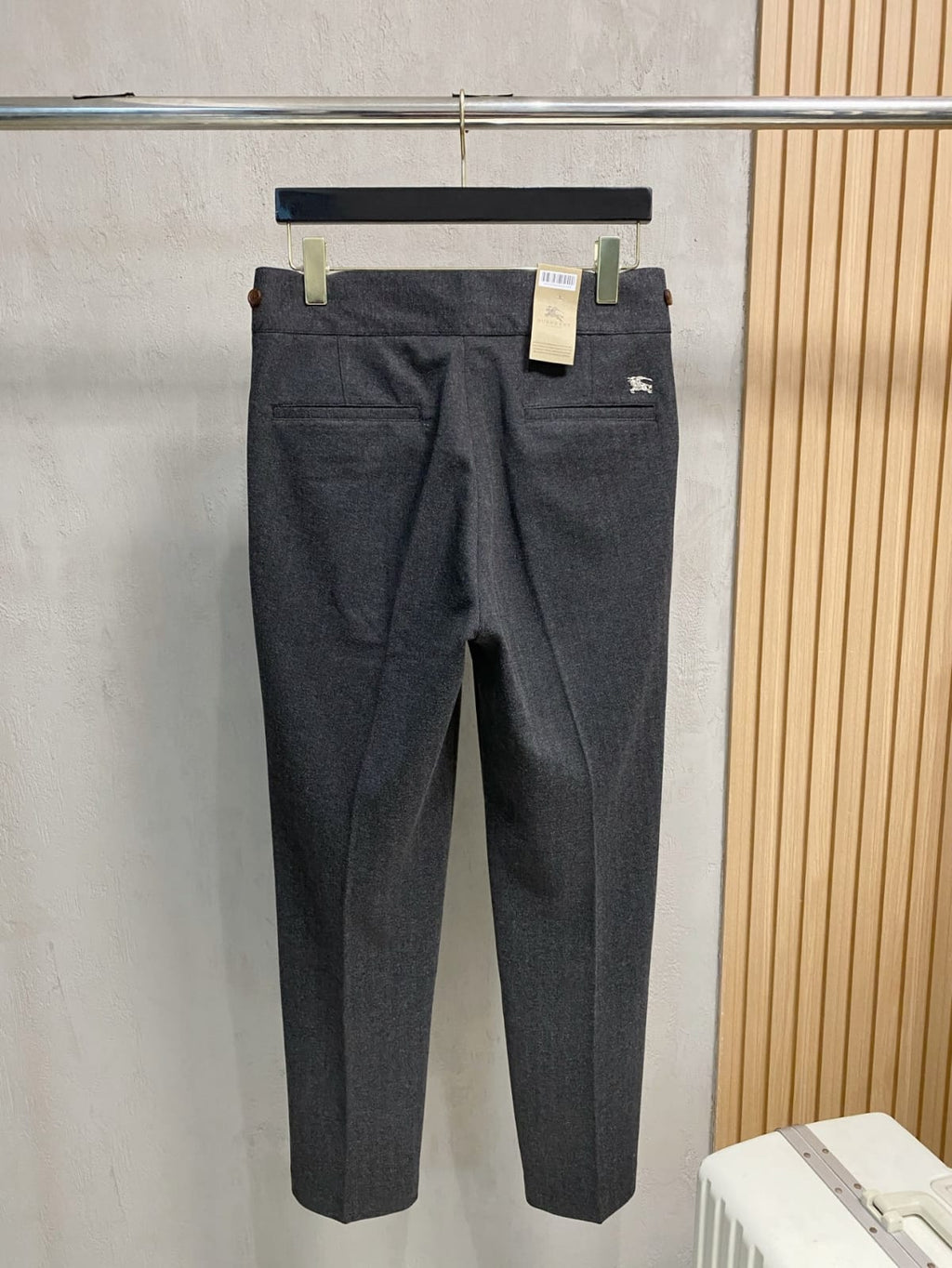 Burberry - London Charcoal Grey Wool Pleated Trousers