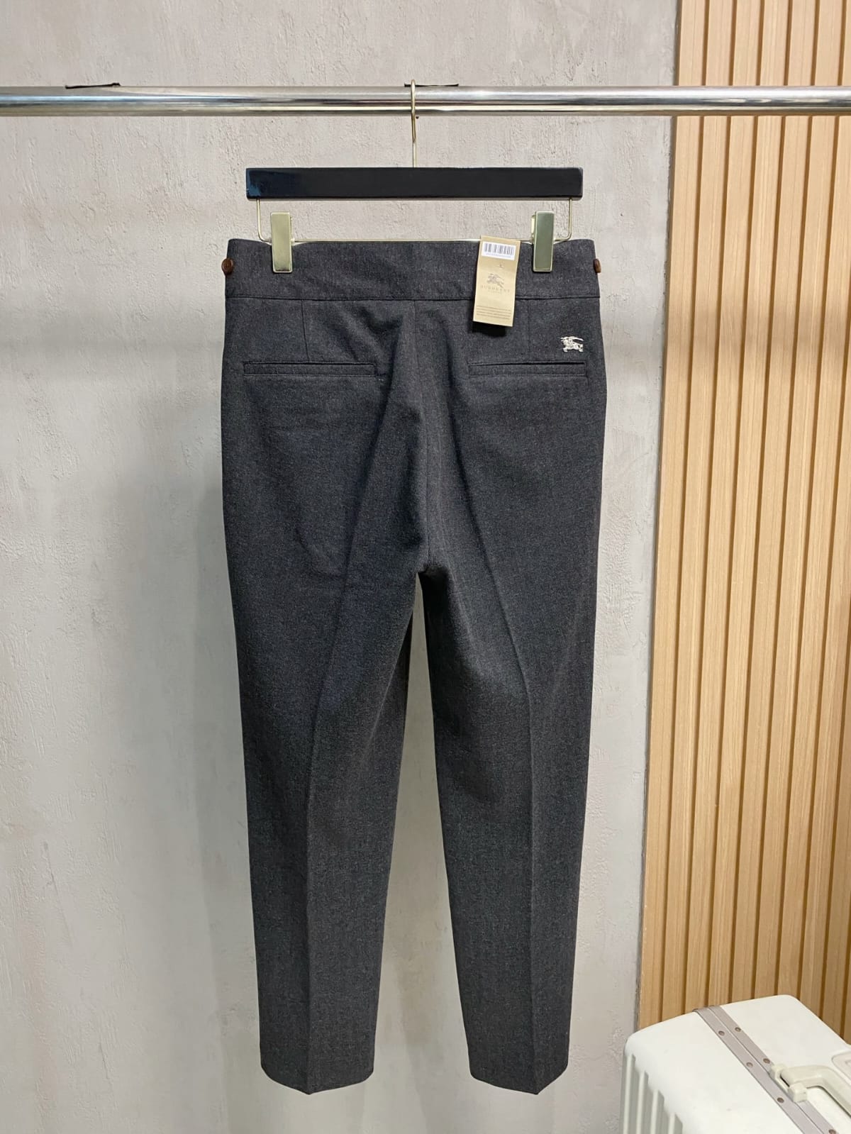 Burberry - London Charcoal Grey Wool Pleated Trousers