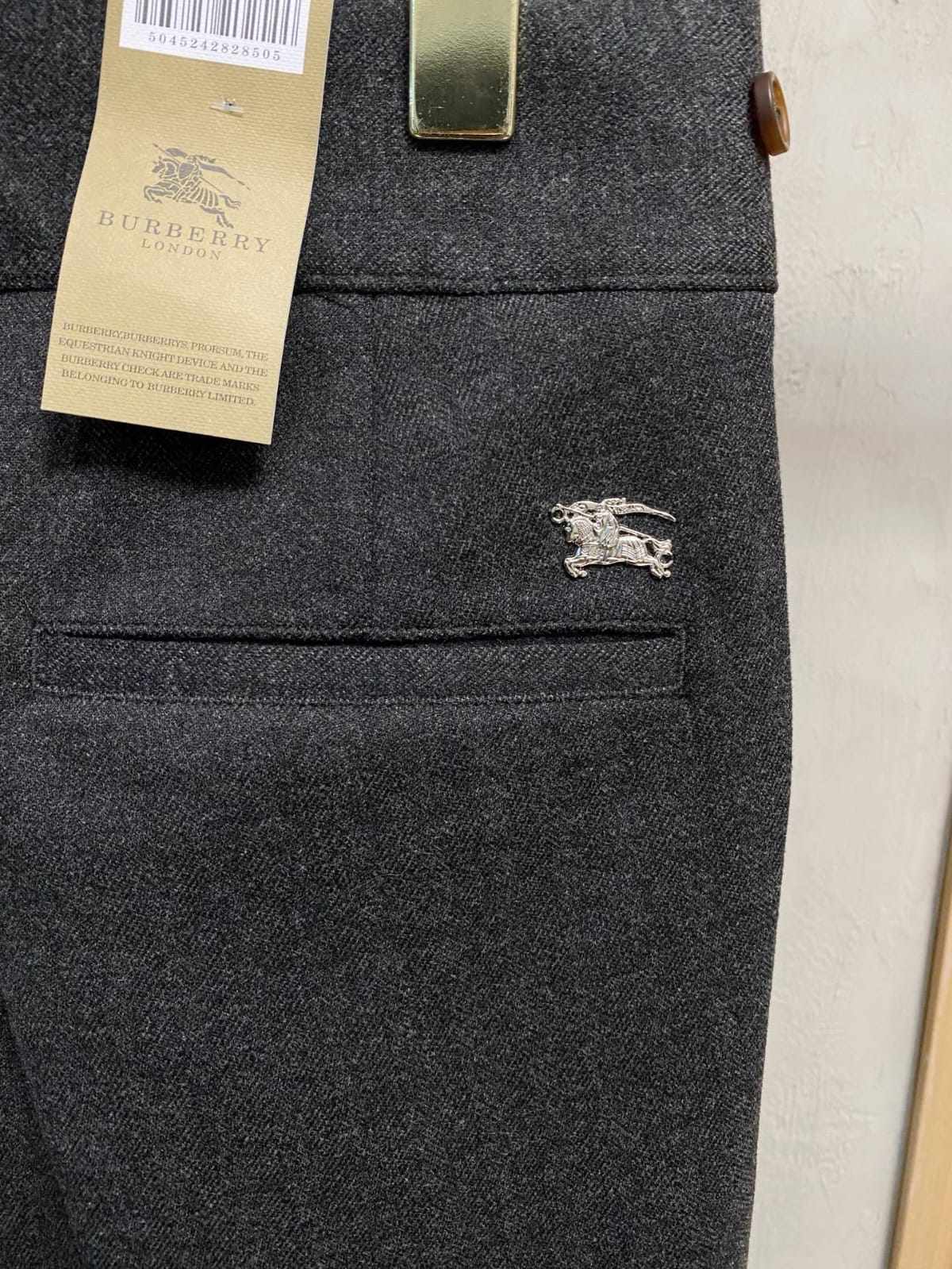 Burberry - London Charcoal Grey Wool Pleated Trousers