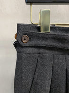 Burberry - London Charcoal Grey Wool Pleated Trousers
