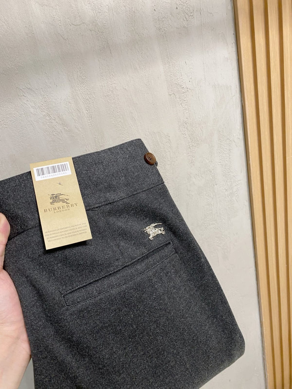 Burberry - London Charcoal Grey Wool Pleated Trousers