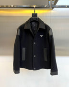 Prada - Wool and Leather Panel Varsity Jacket