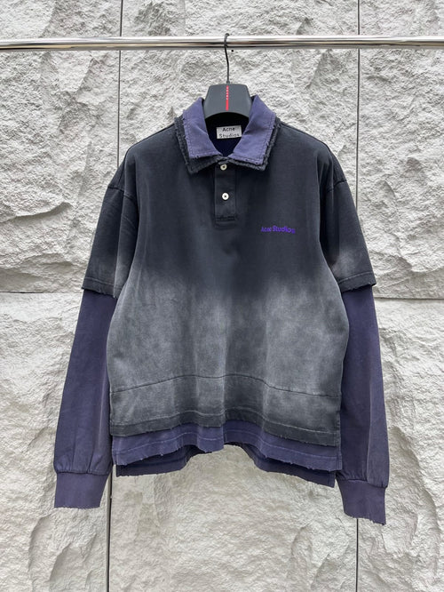 Acne Studios - Faded Layered Polo Shirt with Stockholm 1996 Logo