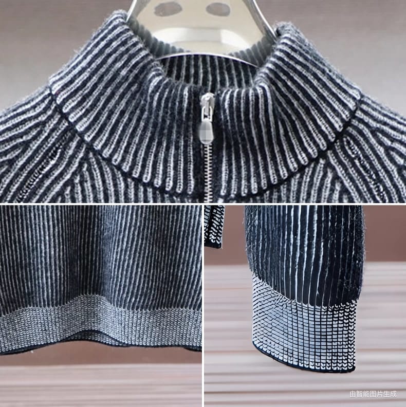 Brunello Cucinelli - Striped Ribbed Knit Quarter-Zip Sweater - Dark Grey