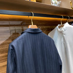 Zegna - Navy Shadow Stripe Zip-Up Jacket