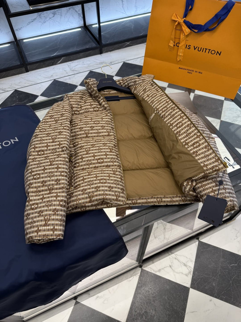 Louis Vuitton - Monogram Stripe Puffer Jacket - Brown