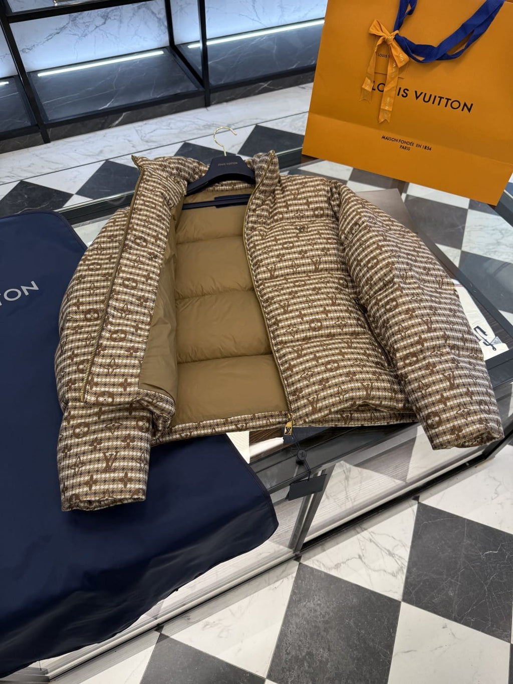 Louis Vuitton - Monogram Stripe Puffer Jacket - Brown
