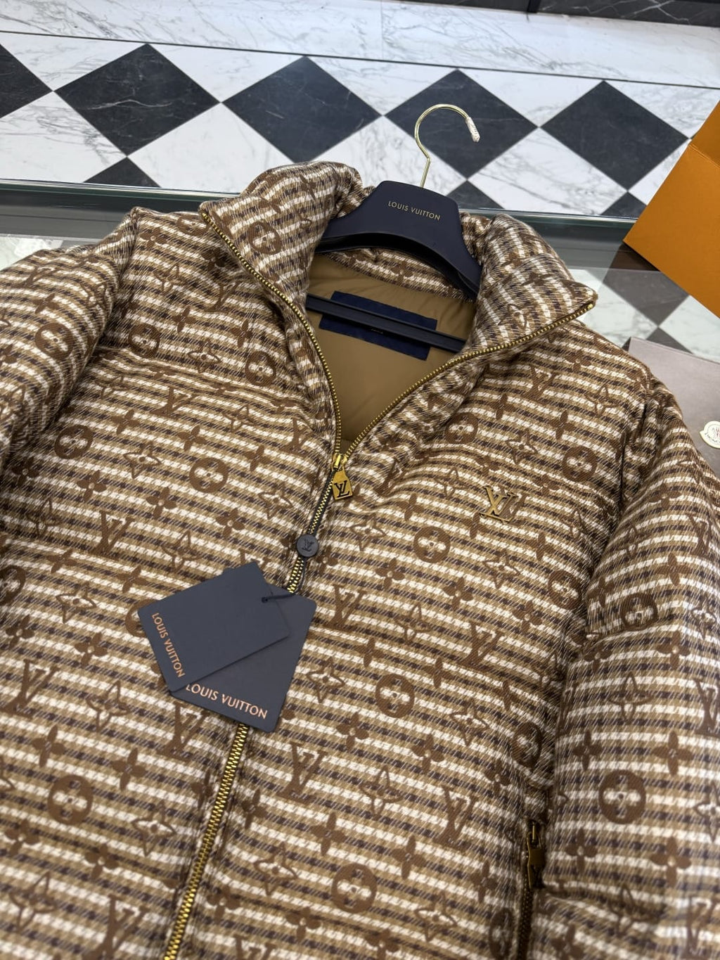 Louis Vuitton - Monogram Stripe Puffer Jacket - Brown