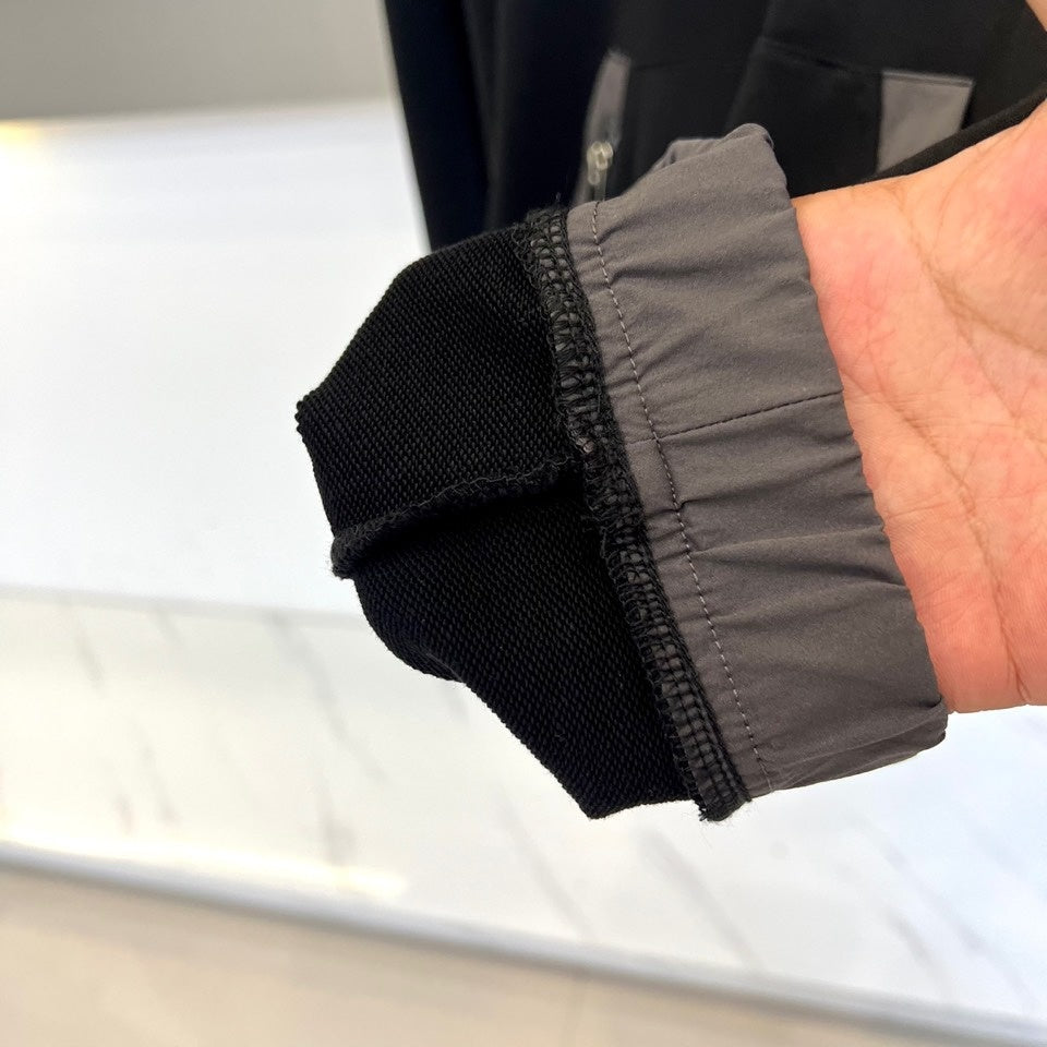 Prada - Black Cotton & Nylon Hoodie with Triangle Logo
