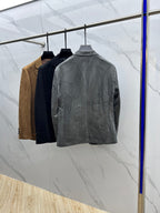 Prada - Grey Suede Blazer with Patch Pockets