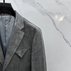Prada - Grey Suede Blazer with Patch Pockets
