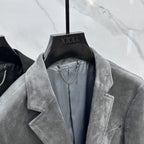 Prada - Grey Suede Blazer with Patch Pockets