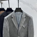 Prada - Grey Suede Blazer with Patch Pockets