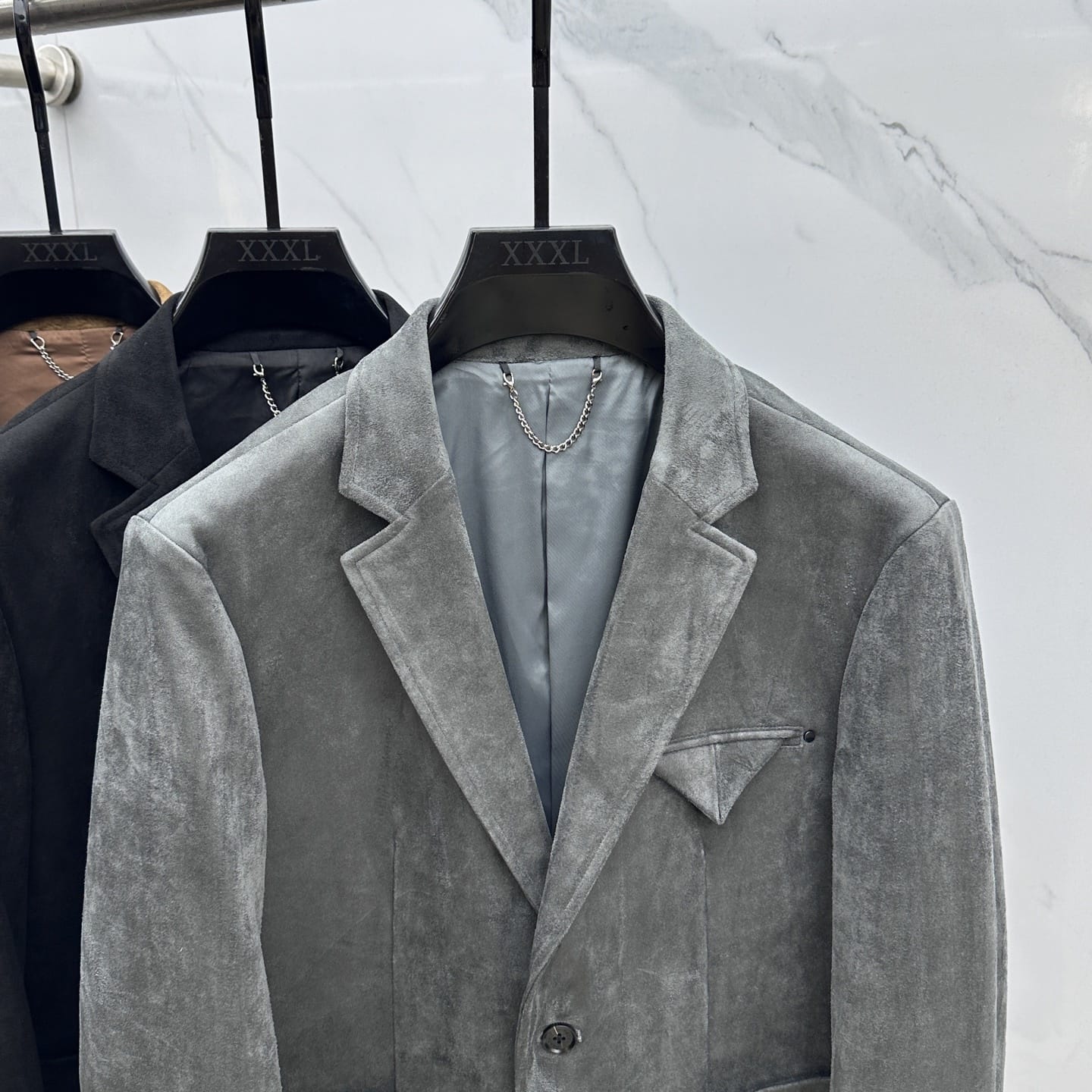 Prada - Grey Suede Blazer with Patch Pockets